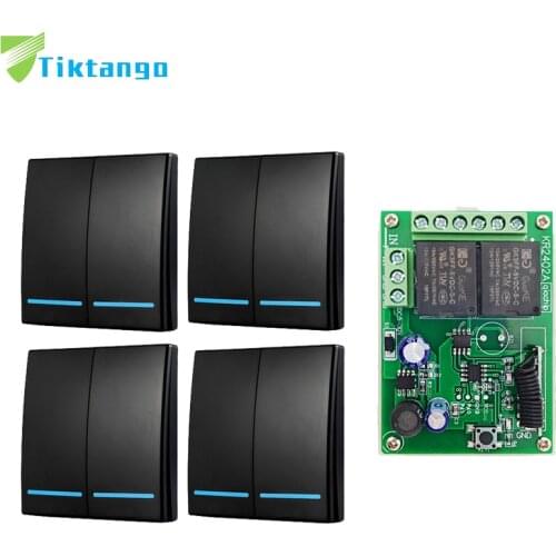 Tiktango 433Mhz RF Remote Control Switch DC 5V 12V 24V Receiver 86 Wall Panel 2 button DIY Bedroom Lamp Wireless smart Light