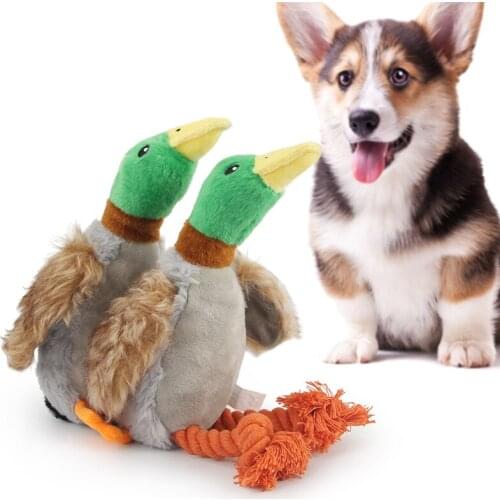 Cute Plush Duck Sound Toy Animal Squeak Dog Toy Cleaning Tooth Dog Chew Rope Toys