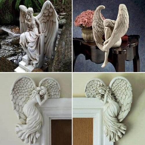 Nordic Creative Angel Crying Statue Door Angel Sculpture Decorative Home Wall Decoration Resin Crafts Gifts Ornaments Art Decor