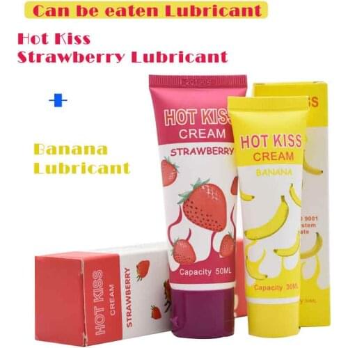 HOT KISS Lubricant Banana Cream Strawberry Cream Sex Lube Body Massage Oil Lubricant for Anal Sex Grease Oral Vaginal Love Gel
