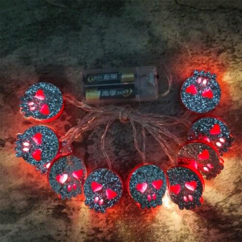 Skull Shaped Halloween LED String Light 1.5m 10LEDs 3m 20LEDs Battery Operated Fairy Lights Holiday Garden Home Decoration Lamp