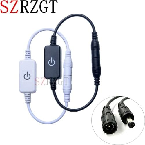 LED Dimmer Touch Switch Brightness with DC Female Male Plug for Single Color LED Strip Lamp DC 12V-24V 3A Black/White