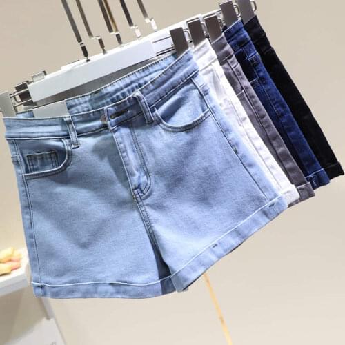 Korean Fashion Slim Stretch High Waist Shorts Women White Black Plus Size Shorts Sexy Casual Summer Denim Biker Shorts C7378