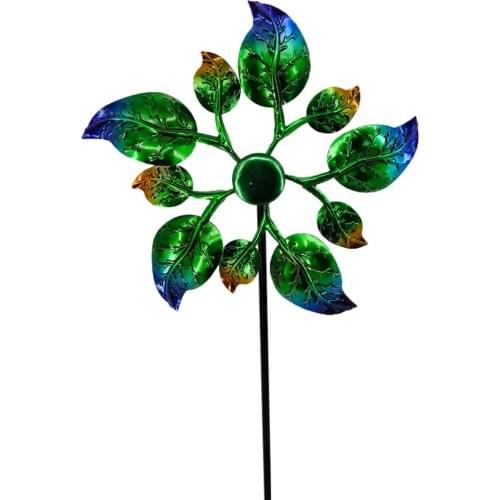 Rotating Windmill Wreath Pinwheel Revolving Car Garden Decoration Waterproof Height 66cm Multi Color Metal Rainbow Windmills