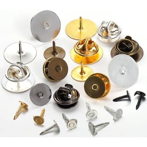 50Sets Pins Caps Button Butterfly Clasp Pin Back Squeeze Badge Holder Brooch Clutch Nail Tie Stoppers for DIY Jewelry Findings