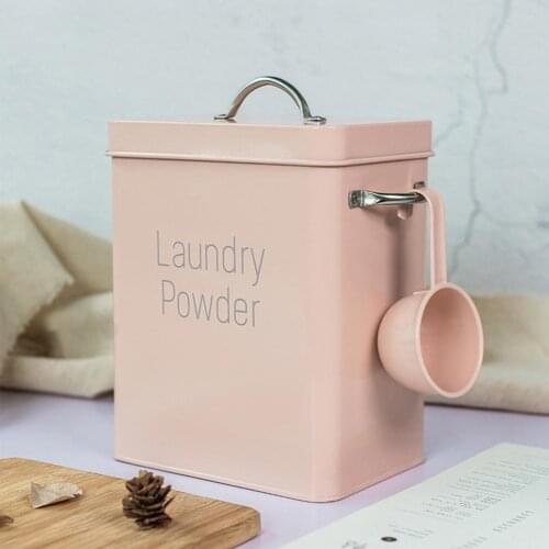 1pcs Laundry Powder Food Storage Washing Powder Bucket With Airtight Lid And Spoon Multi-Purpose Storage Box 20x16x11.7cm