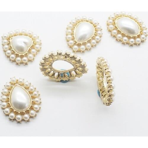 10pcs/lot Oval, heart, drop shape Pearl Snap Button for Clothing Diy Accessories Sewing Button for Wedding Decorative