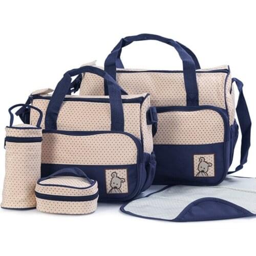 5Pcs Multifunctional Baby Diaper Bag Set Suitable For Baby Bottle Holder Baby Pregnant Woman Diaper Bag Set