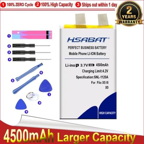 HSABAT 0 Cycle 4500mAh Battery for Fiio X5 III Gen 3 Player Replacement Accumulator