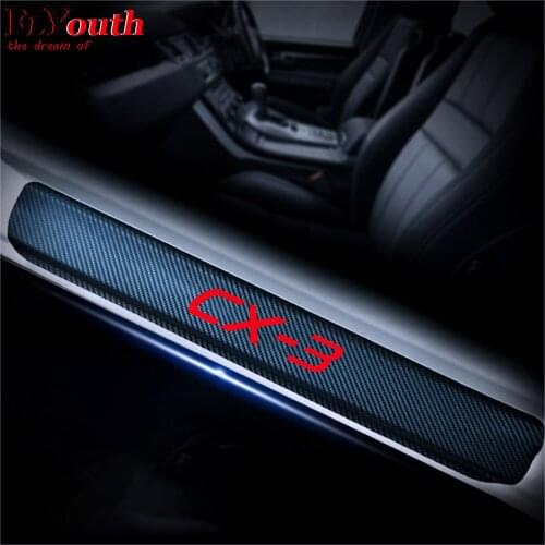Car Styling For Mazda CX3 CX-3 CX 3 Carbon Fiber Vinyl Sticker Car Door Sill Protector Scuff Door sill guard Car Accessories
