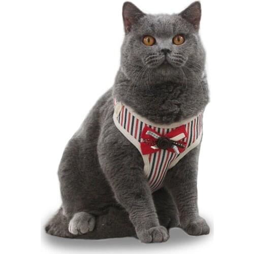 Cat Dog Adjustable Harness Cat Bowknot Collar Vest Walking Lead Leash For Puppy Polyester Mesh Harness For Kitten Cat Supplies