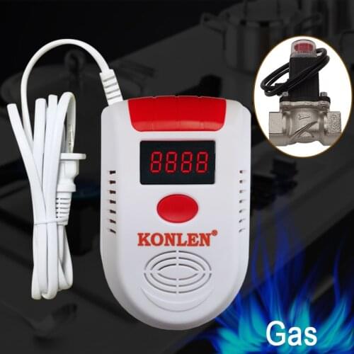 CH4 Natural Gas Leakage Detector Solenoid Valve Shut Off Digital LPG Methane Leak Alarm Sensor Wired Wireless For Home Security