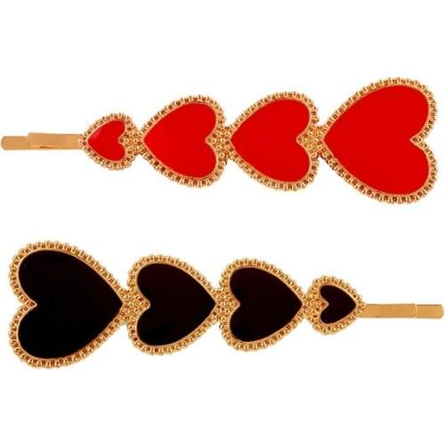 European Trendy Enamel Heart Long Barrettes For Women Fashion Hair Accessories Vintage Hair Clips Hairpins