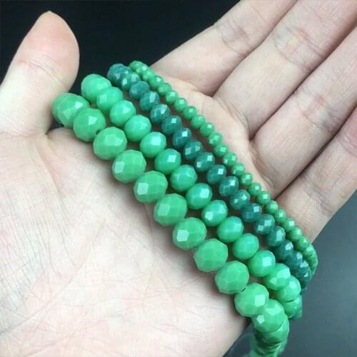 Faceted Solid Green Glass Crystal Rondelle Bead Loose Spacer Bead For Jewelry Making DIY Bracelet Earrings 15'' 4/6/8/10/12/14mm