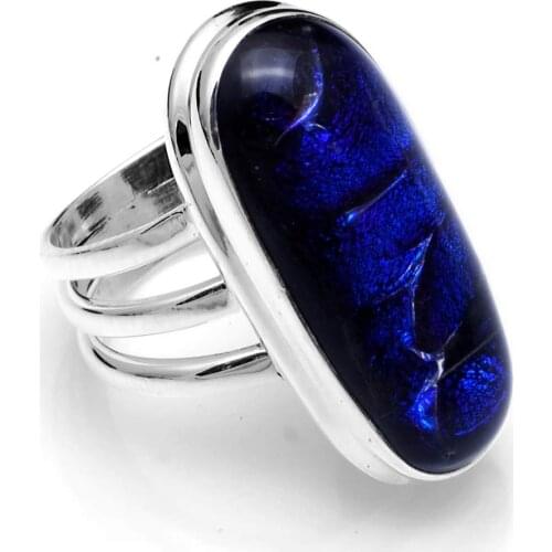 Dichroic Glass Ring 925 Sterling Silver, USA Size : 5.5, AR4169