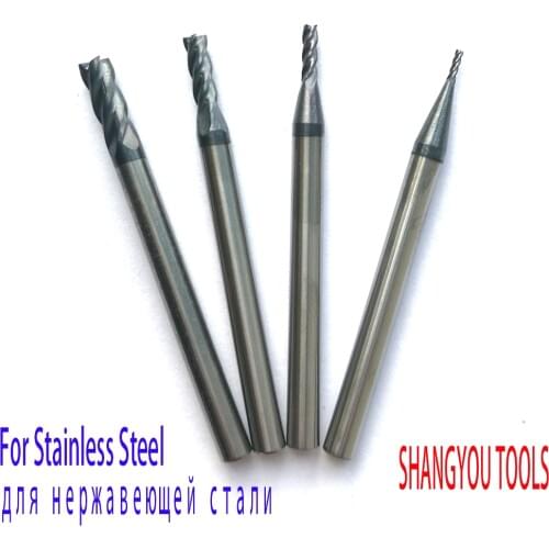 1PC 1 2 3 4 6 8 10 12mm 4 Flutes HRC60-65 Tungsten Carbide Milling cutter End Mills for Stainless Steel router bits spiral bits