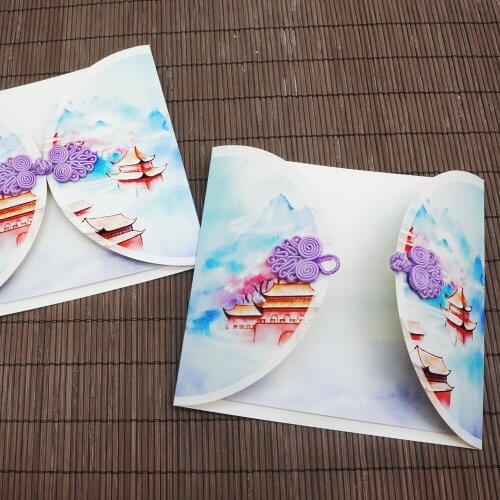 1pcs Antiqe beautiful button greeting invitation Chinese holiday retro gift card