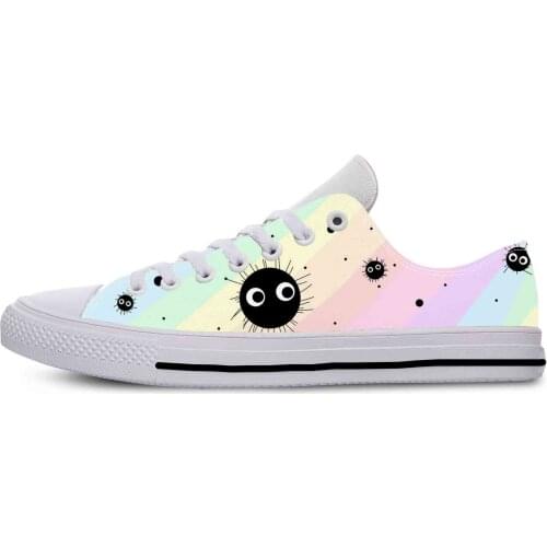 Anime Dustbunny Soot Sprites Totoro Spirited Away Casual Cloth Shoes Low Top Breathable Lightweight 3D Print Men Women Sneakers
