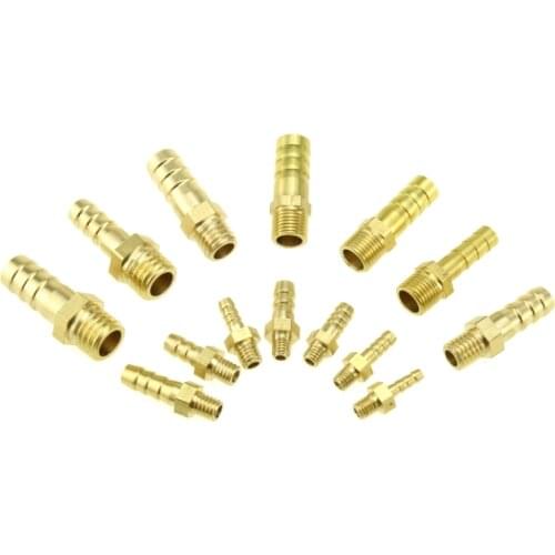 Brass Male Barb Hose Tail Fitting Fuel Air Gas Water Hose Oil 3/4/5/6/8/10mm Hose ID X M5 M6 M8 *1.25 M10*1 M10*1.5 M12*1.75