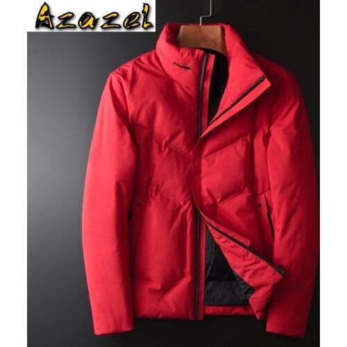 Azazel Red Down Mens Jackets Luxury Stand Collar White Duck Down Mens Jackets And Coats Winter Slim Fit Man Coats Plus Size 4XL