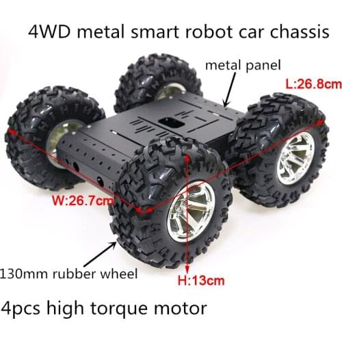 8KG Load C3 4WD Smart Robot Car Chassis Kit 130mm Rubber Wheel + 4pcs High Torque DC Motor Unassembled DIY Education