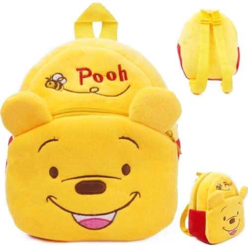 Disney new cute cartoon plush backpack Mickey Minnie Winnie the Pooh pattern children gift boys and girl kindergarten school bag