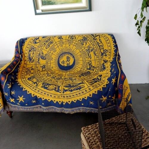 Constellation cotton Retro carpet thin blanket tie-dye Indian style blanket bed cover living room bedroom Felts tapestry