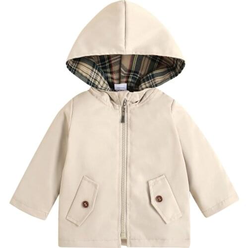 Autumn Newborn Infant Baby Boys Girls Solid Hooded Jacket Tops Casual Clothes Long Sleeve Zipper Coat kids clothing 0-24M