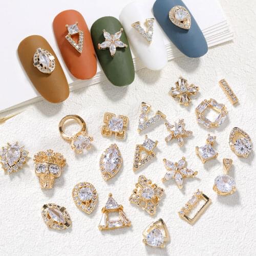 2 pieces water drop Crystal Dangle Chain Charms Nail Jewelry Decorations 24 type luxury Zircon Crystal Rhinestones For Nails
