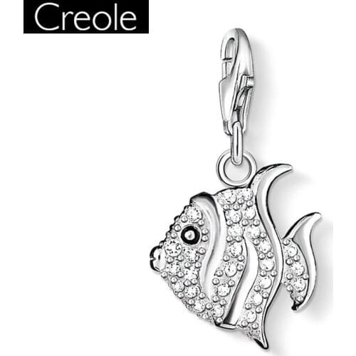 Charm Pendant Tropical Fish,2018 Fashion Jewelry Trendy Real Authentic 925 Sterling Silver Gift For Women Girl Fit Bracelet
