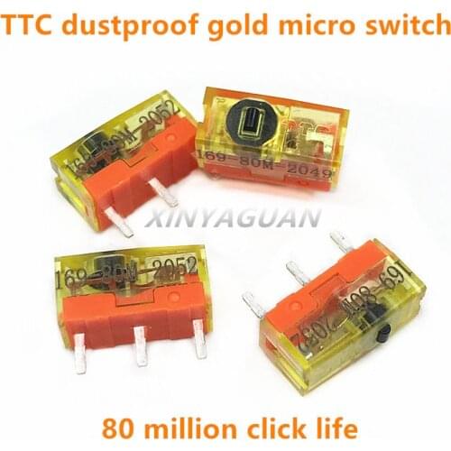 4Pcs TTC Dustproof mouse micro switch 80 millions click lifetime gold alloy contact 0.78N Even strength, slightly harder Button