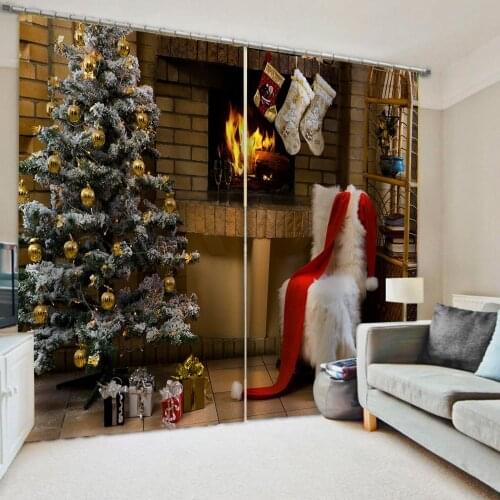 Customized size Luxury Blackout 3D Window Curtains For Living Room christmas curtains Drapes Cortinas