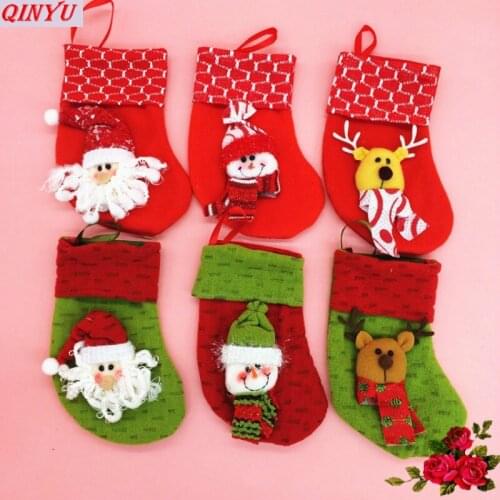 Christmas Hanging Sock Bags Decorations Child Candy Gifts Package Xmas Tree Window Glass Ornaments Supplies 8ZHH092