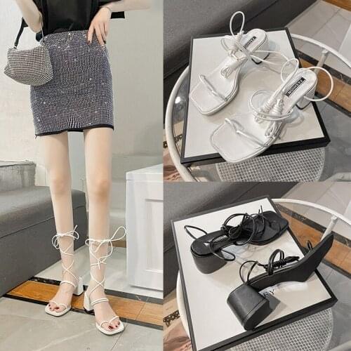 New Fashion Women Sandals Low Heel Lace Up sandal Back Strap Summer Shoes Gladiator Casual Sandal Narrow Band zapatos mujer Shoe