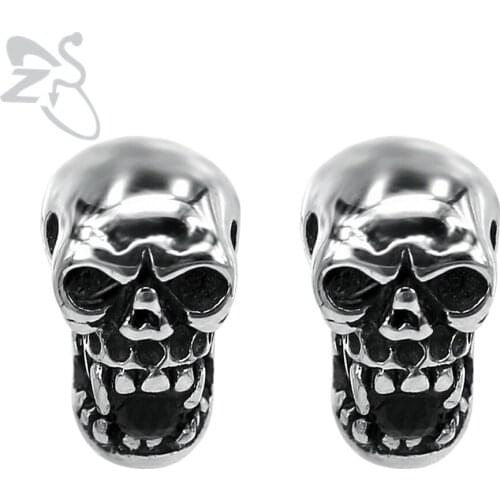 Skull Head Stud Earring 316L Stainless Steel Aretes Earring Weapon Totem Cubic Zirconia Earing Ear Accessories Unisex Girl Gift