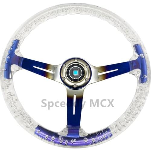Universal Transparent Discoloration Steering Wheel 14 Inch 340mm Sport Acrylic Dimple Car Steering Wheel For Racing PC Games