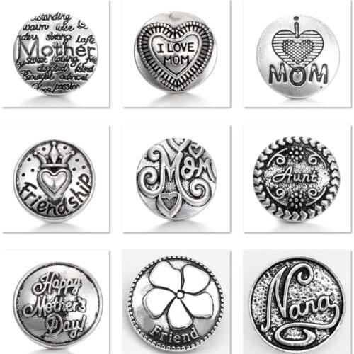 XH8002 Vintage 18mm 20mm MOM NANA FRIEND AUNT SISTER LOVE Metal Snap button fit snap jewelry DIY