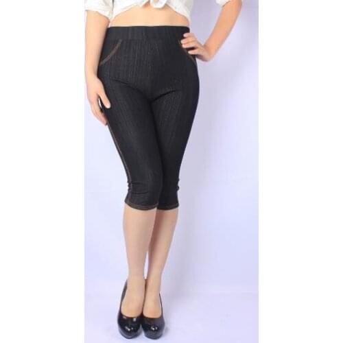 Capri Women Pants 2020 Women Calf-Length Jeans Pants Oversized 3XL 5XL Elastic High Waist Pockets Skinny Pencil Trousers M849