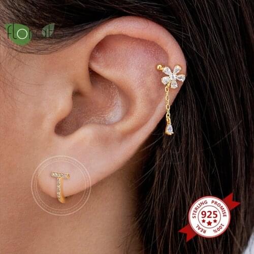 925 Sterling Silver Circle Huggie Earrings for Women Silver Gold Color CZ Crystal Prevent Allergy Hoop Earrings Jewelry Brincos