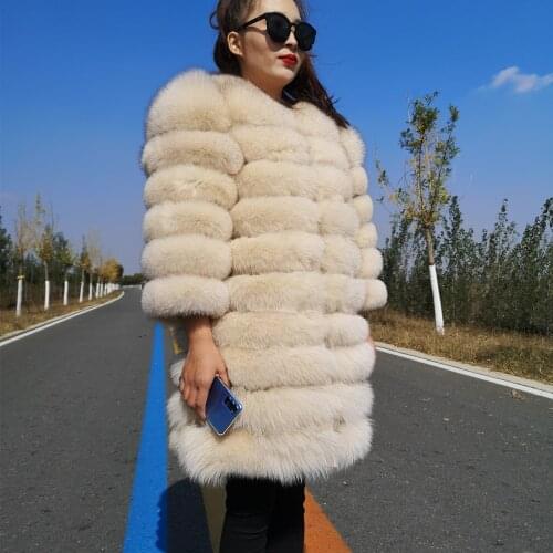 Real Fox Fur Jacket Women With Zipper Natural Fur Long Coat With Hood Female Real Fur Vest Winter Jacket With Fur 2020 NEW