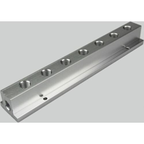 1/4" BSP Female 7 Way Solid Aluminum T-Shape Air Manifold Block Splitter
