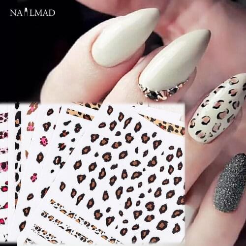1pc Leopard Printed 3D Nail Art Stickers Manicure Adhesive Transfer Decals Pink Leopard Sticker Decals