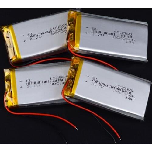 103565 3000mAh 3pcs /Lot 3.7v lithium Li ion polymer rechargeable battery For DIY mobile emergency power charging treasure