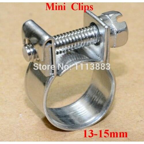 13-15mm in 10pcs PE Pipe Clamps Mini Clips All 304 Stainless Steel Material