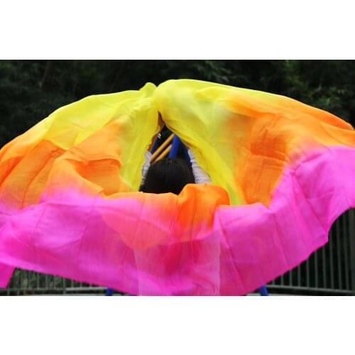2016 design 100% real silk belly dance veil,cheap dance veils,tari perut kostum veil wholesale yellow +orange +rose
