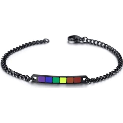 2021 LGBT Fashion Titanium Steel Material Curved Brand Suitable For Couples Rainbow Personalized And Temperament Bracelet