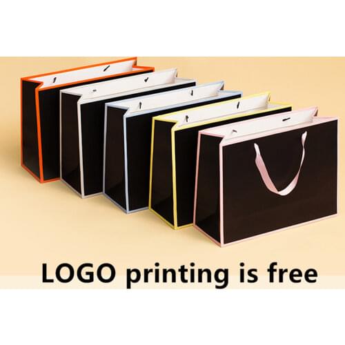 2019 New Style Logo Free Shipping 100PCS/LOT Large Size Thickening Paper Shopping Bag Paper Gift Bag Carrier Bag Custom Made