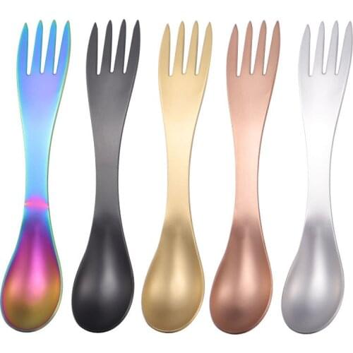 304 Stainless Steel Fruit Fork Dessert Spoon Multi-functional Fork Spoon One Titanium Plated Magic Octopus Spoon Coffee Spoons