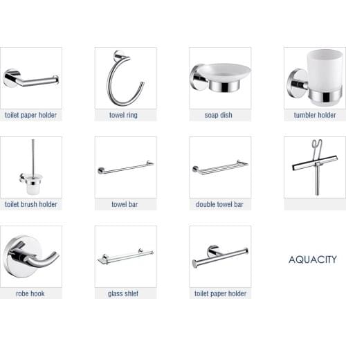 AQUACITY | Modern Round Brass Toilet Paper Holder for Bathroom Toilet Roll Paper Chrome Finish