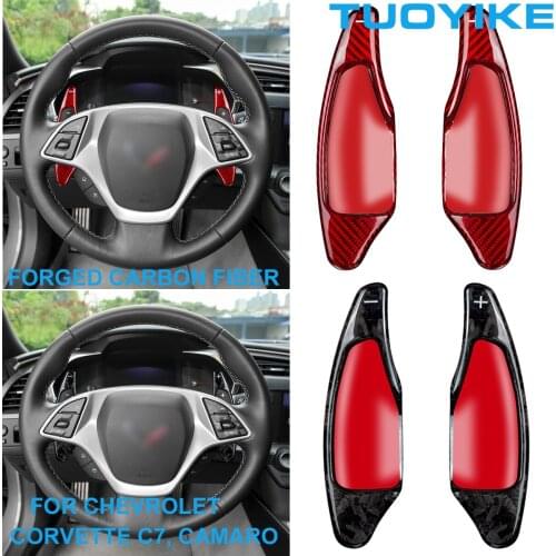 Car Real Forged Carbon Fiber Central Steering Wheel Paddle Shifter Shift Extension Auxiliary For Chevrolet Corvette C7 Camero